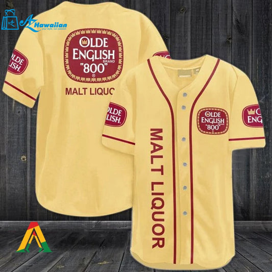 Yellow Olde English 800 Beer Baseball Jersey