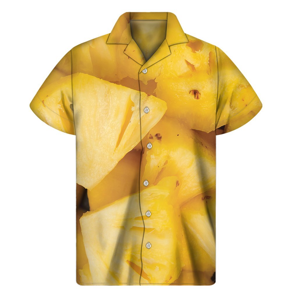 Yellow Pineapple Pieces Print Mens Short Sleeve Shirt Hawaiian