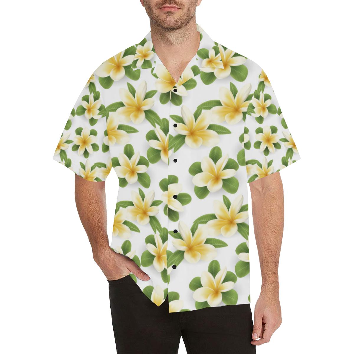 Yellow Plumeria Pattern Print Design Pm2 Hawaiian Shirt