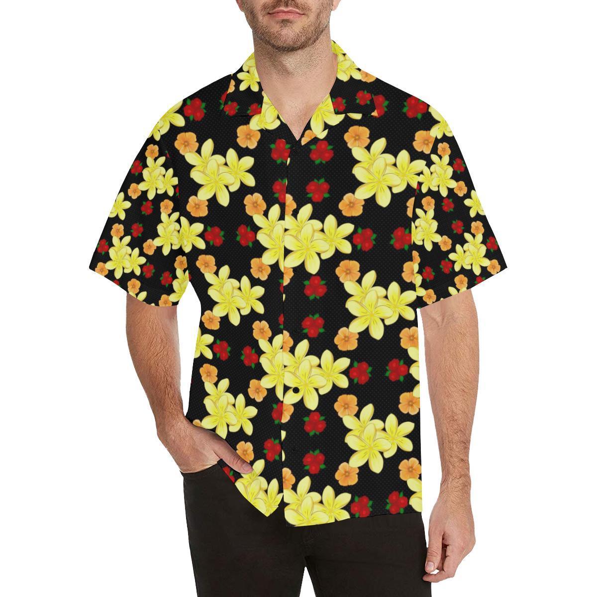 Yellow Plumeria Pattern Print Design Pm Hawaiian Shirt