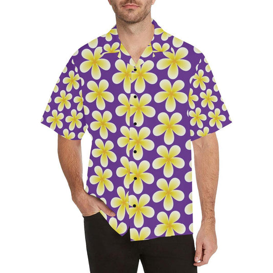 Yellow Plumeria Pattern Print Design Pm Hawaiian Shirt