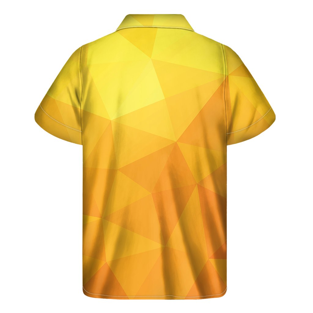 Yellow Polygonal Geometric Print Mens Short Sleeve Shirt Hawaiian