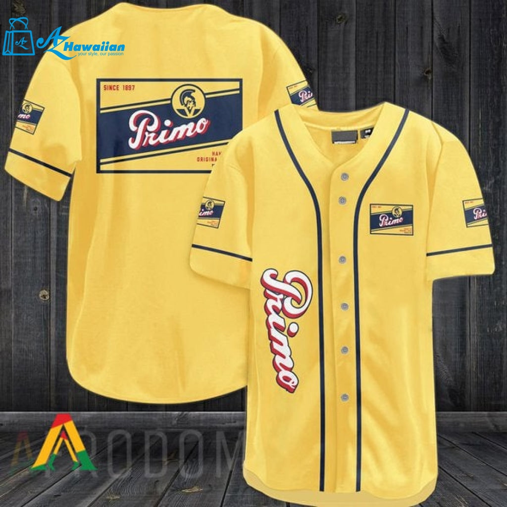 Yellow Primo Beers Baseball Jersey