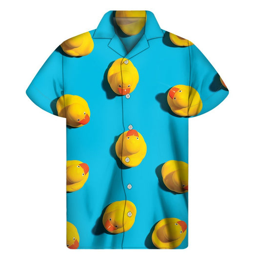 Yellow Rubber Ducks Print Mens Short Sleeve Shirt Hawaiian