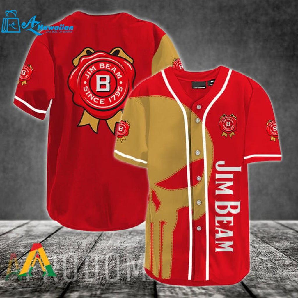 Yellow Skull Jim Beam Baseball Jersey