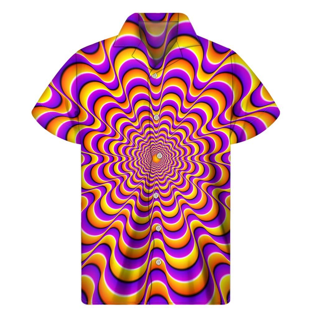 Yellow Splashing Moving Optical Illusion Mens Short Sleeve Shirt Hawaiian