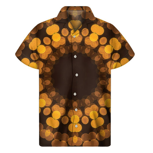 Yellow Spot Kaleidoscope Print Mens Short Sleeve Shirt Hawaiian