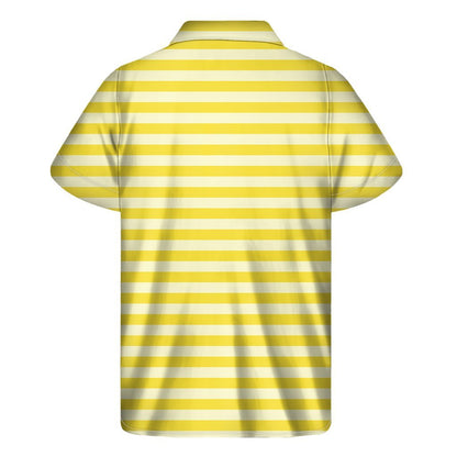 Yellow Striped Pattern Print Mens Short Sleeve Shirt Hawaiian