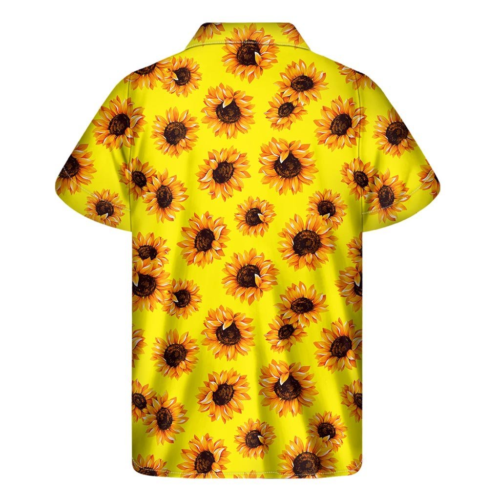 Yellow Sunflower Pattern Print Mens Short Sleeve Shirt Hawaiian