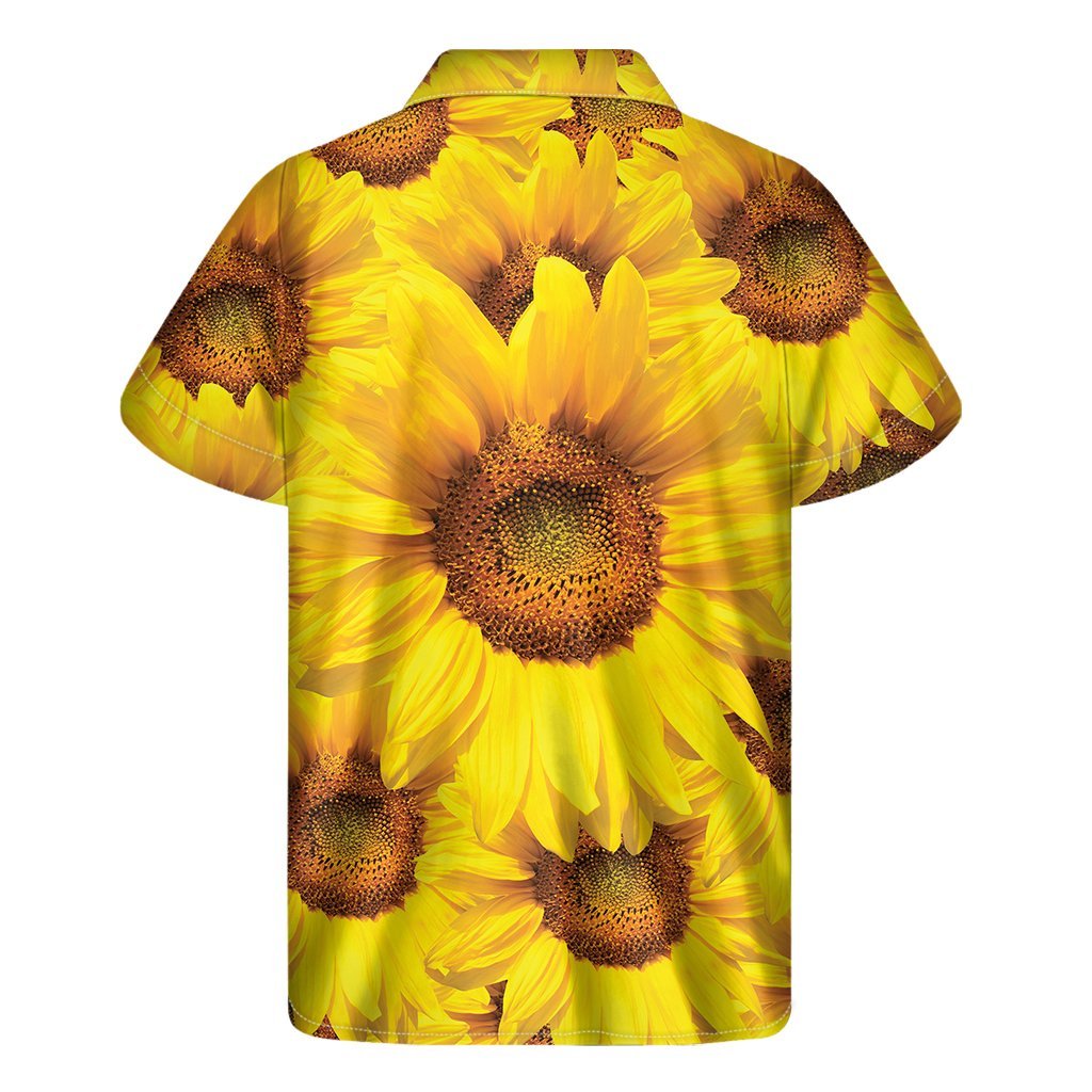 Yellow Sunflower Print Mens Short Sleeve Shirt Hawaiian