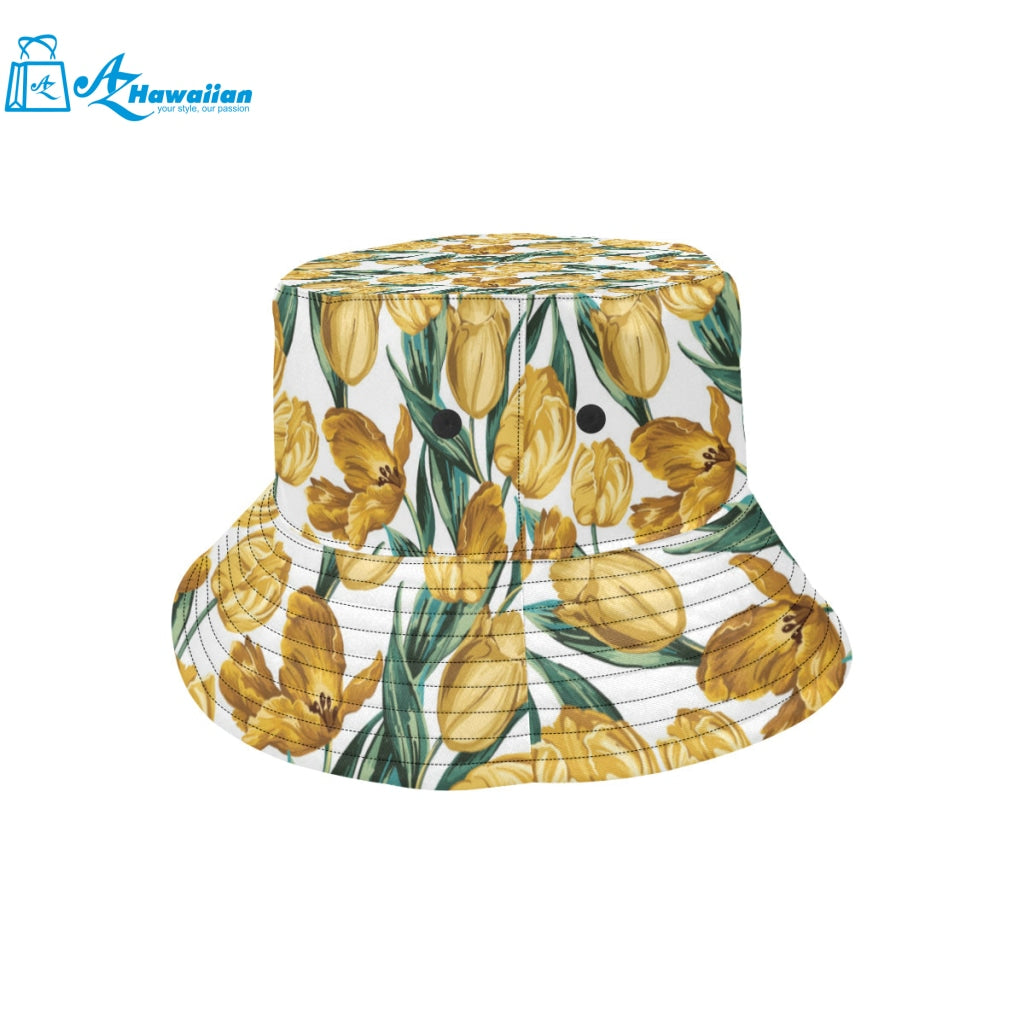 yellow tulips pattern Unisex Bucket Hat