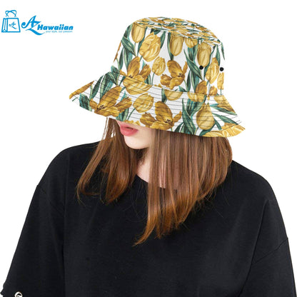 yellow tulips pattern Unisex Bucket Hat