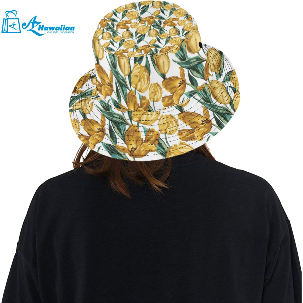 yellow tulips pattern Unisex Bucket Hat