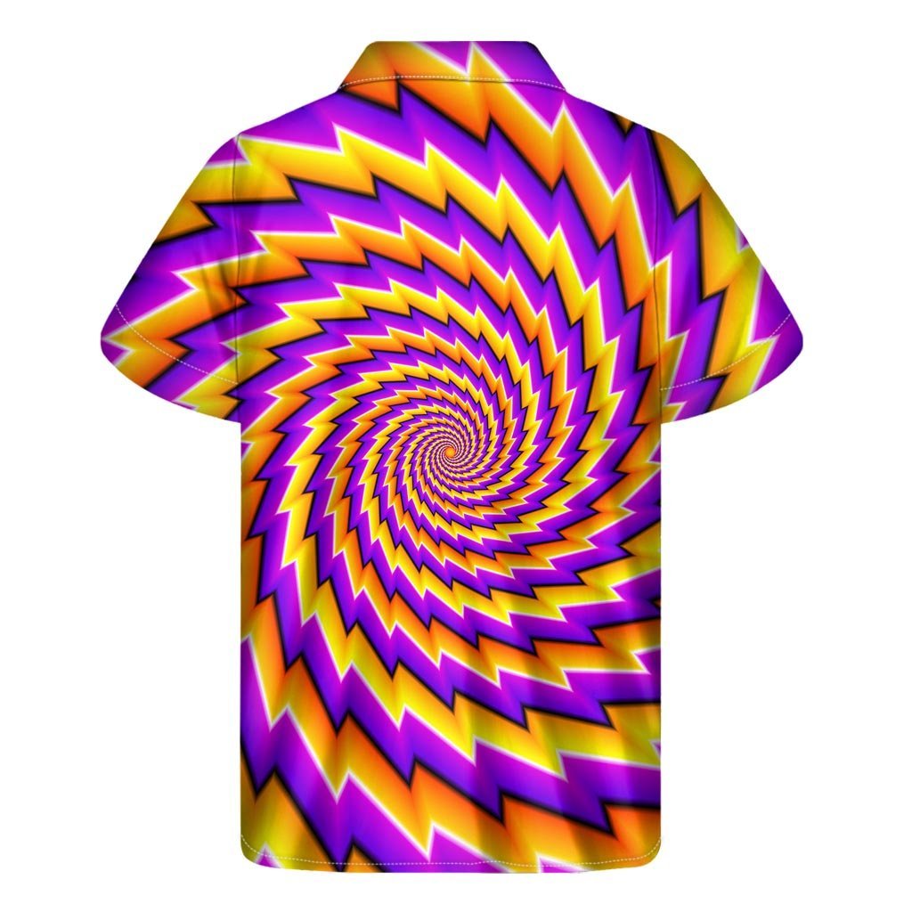 Yellow Twisted Moving Optical Illusion Mens Short Sleeve Shirt Hawaiian