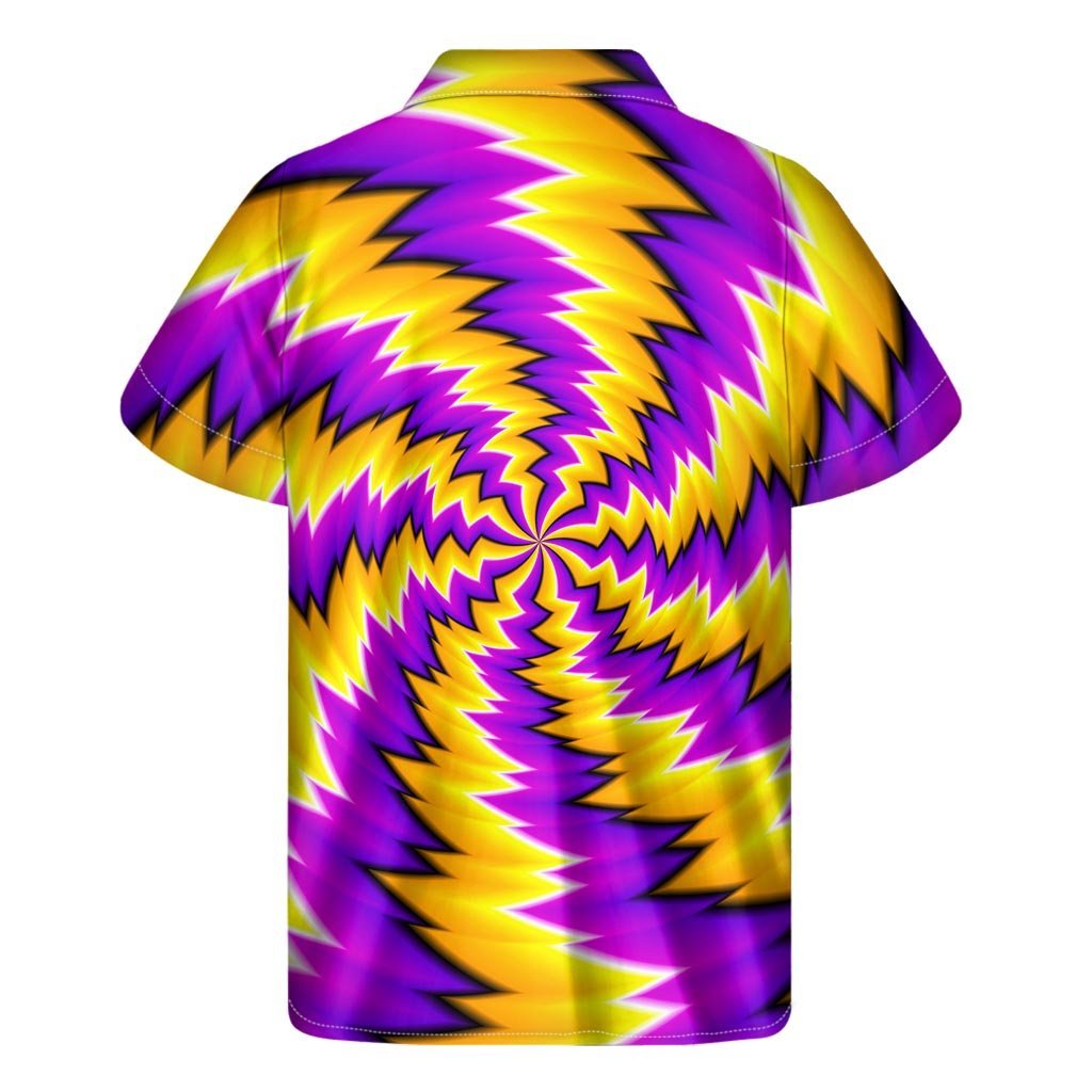 Yellow Vortex Moving Optical Illusion Mens Short Sleeve Shirt Hawaiian