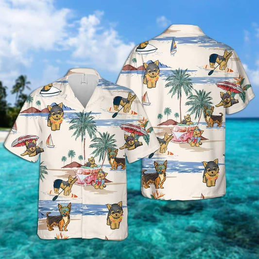 Yorkie Summer Beach Hawaiian Shirt