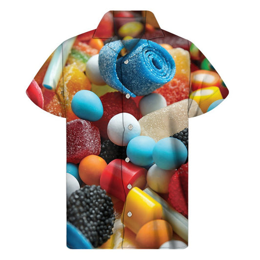 Yummy Gummy Print Mens Short Sleeve Shirt Hawaiian