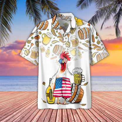 Chicken Beer Pattern Hawaiian Shirt K