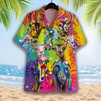 OragonTee Colorful Goat Art Farmer Hawaiian Shirt | For Men & Women | Adult | HW4969