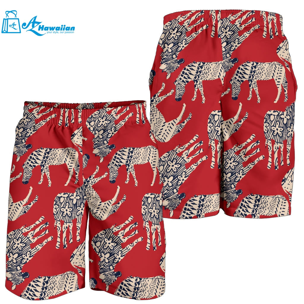 Zebra Abstract Red Background Men Shorts