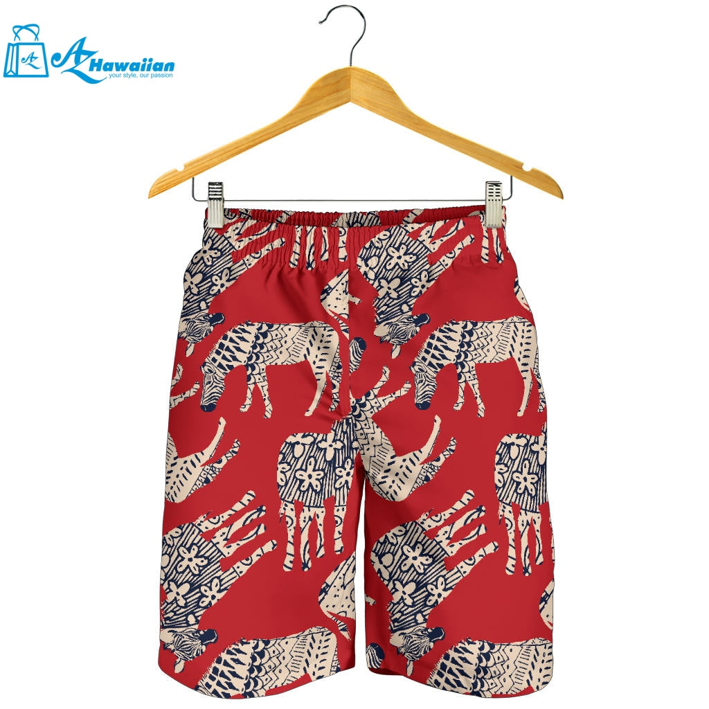 Zebra Abstract Red Background Men Shorts