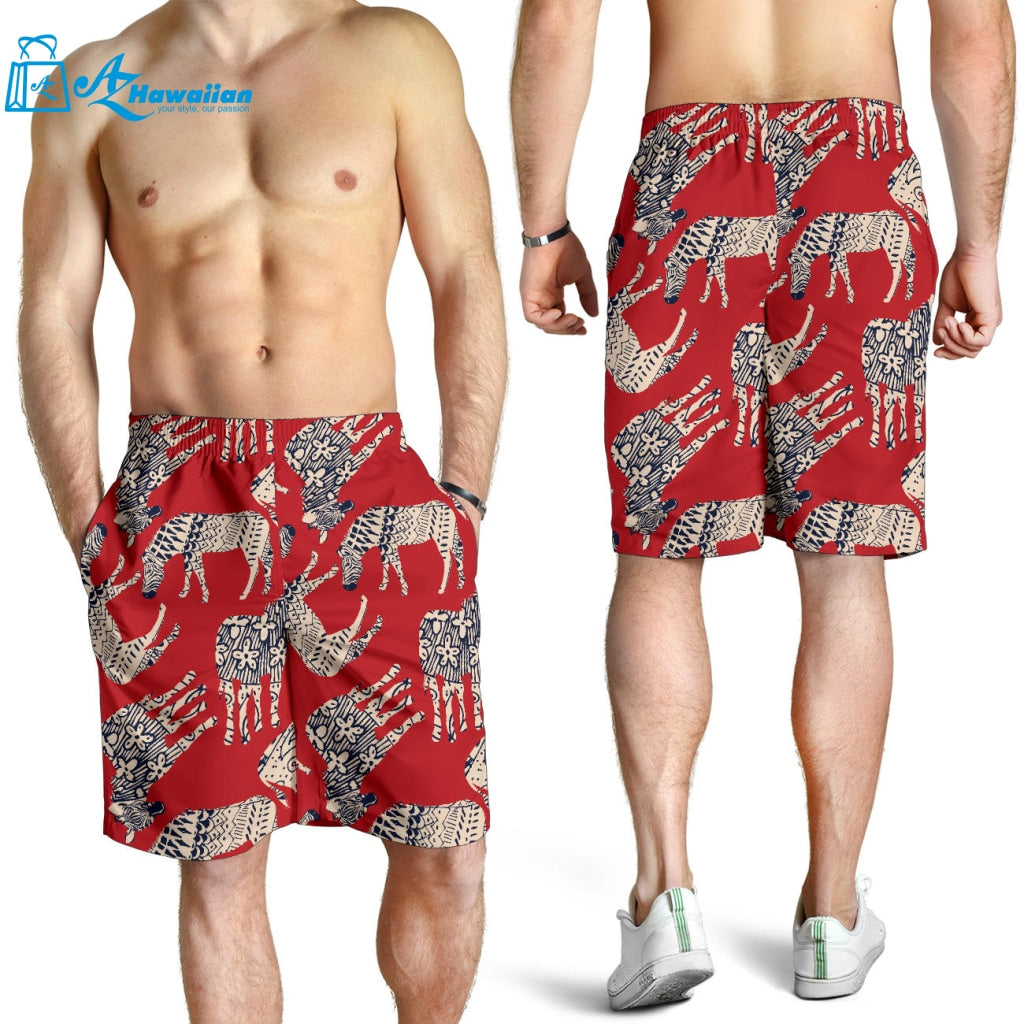 Zebra Abstract Red Background Men Shorts