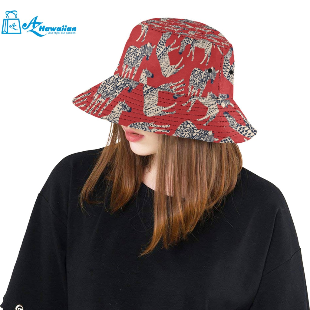 Zebra abstract red background Unisex Bucket Hat