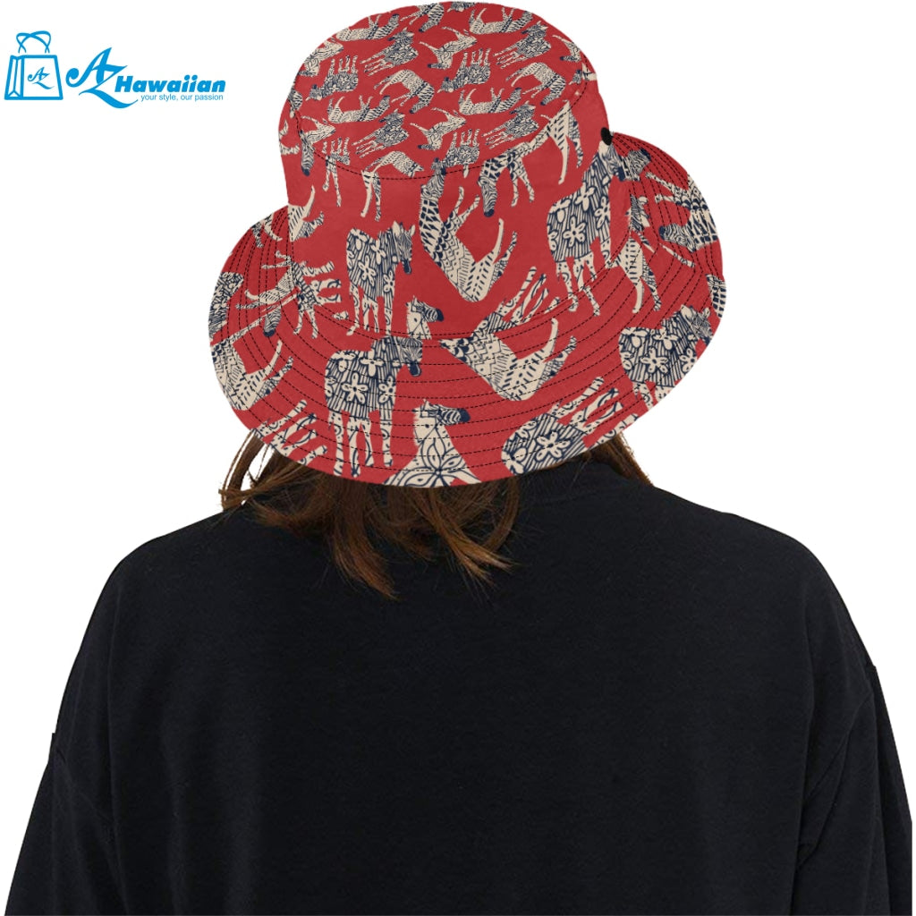 Zebra abstract red background Unisex Bucket Hat