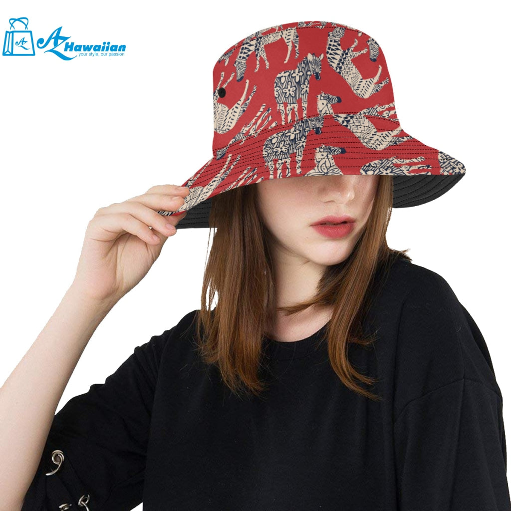 Zebra abstract red background Unisex Bucket Hat