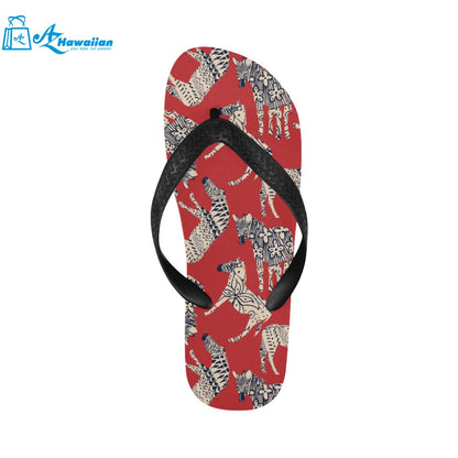 Zebra abstract red background Unisex Flip Flops