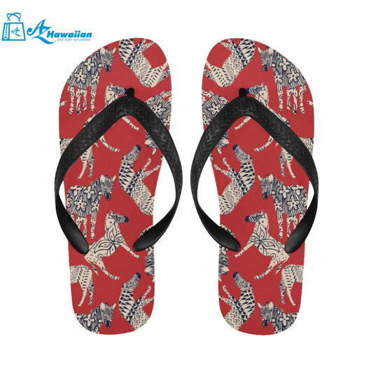 Zebra abstract red background Unisex Flip Flops