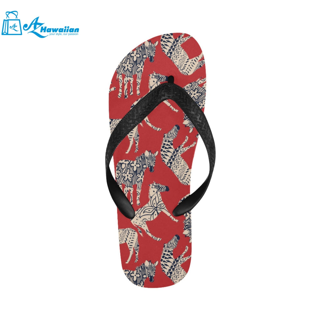 Zebra abstract red background Unisex Flip Flops