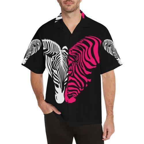 Zebra Black Pink Heat Shap Hawaiian Shirt