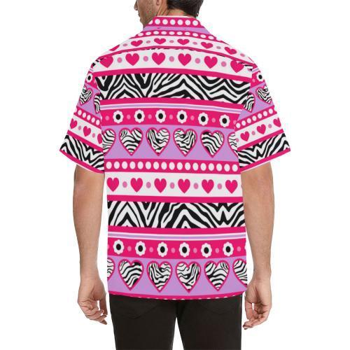 Zebra Heart Pink Pattern Hawaiian Shirt