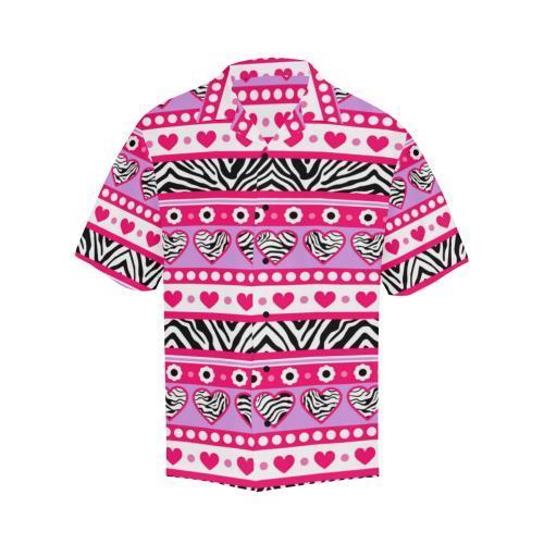 Zebra Heart Pink Pattern Hawaiian Shirt