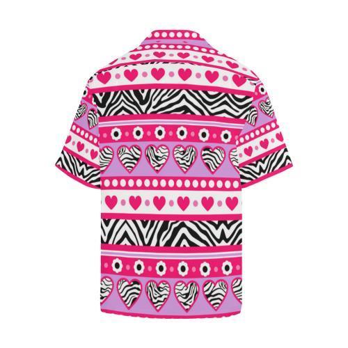 Zebra Heart Pink Pattern Hawaiian Shirt