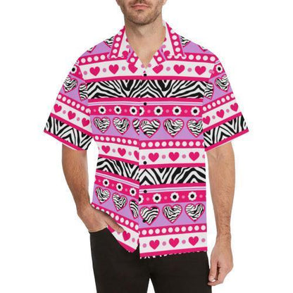 Zebra Heart Pink Pattern Hawaiian Shirt