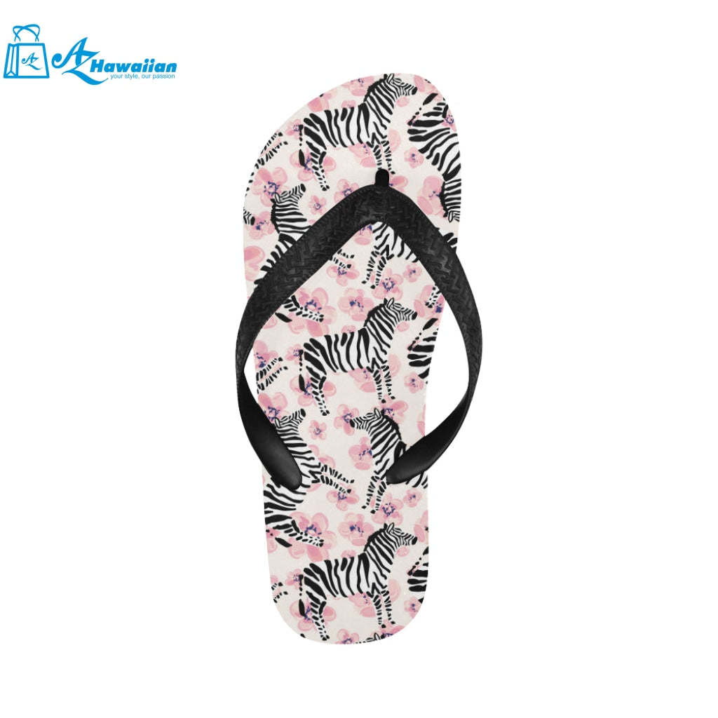 Zebra pink flower background Unisex Flip Flops