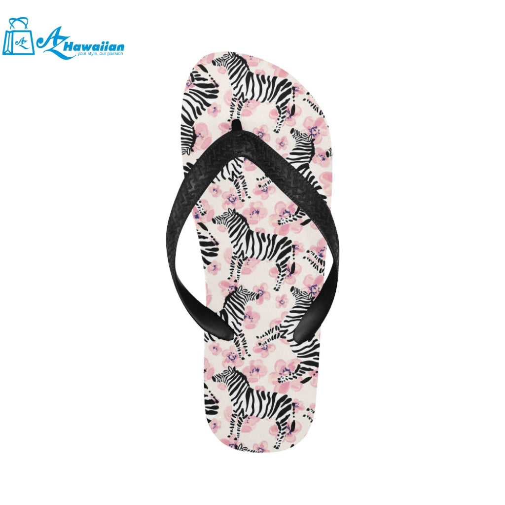 Zebra pink flower background Unisex Flip Flops