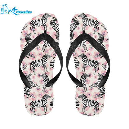 Zebra pink flower background Unisex Flip Flops