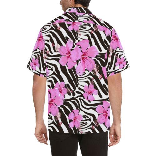 Zebra Pink Hibiscus Hawaiian Shirt