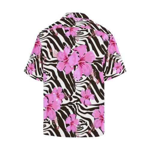 Zebra Pink Hibiscus Hawaiian Shirt