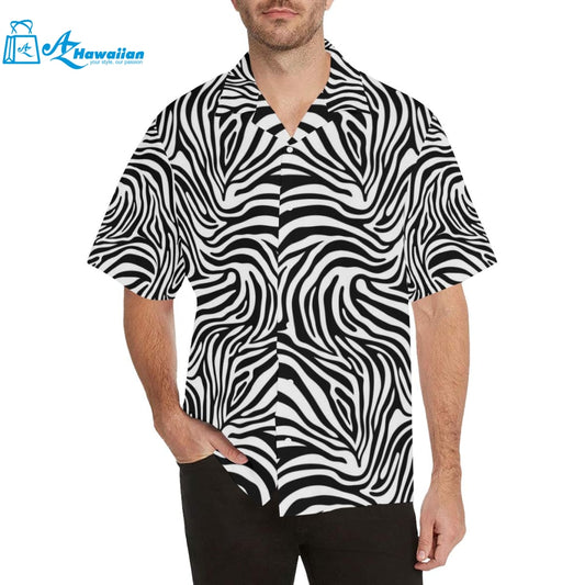 Zebra Skin Pattern Mens All Over Print Hawaiian Shirt