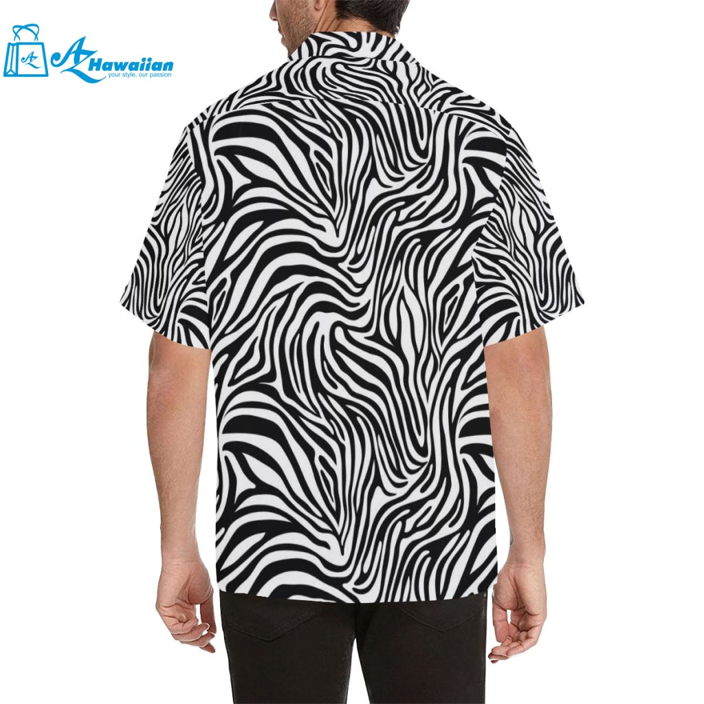 Zebra Skin Pattern Mens All Over Print Hawaiian Shirt