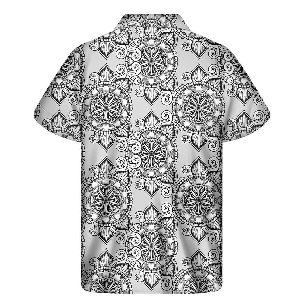 Zentangle Floral Pattern Print Mens Short Sleeve Shirt Hawaiian