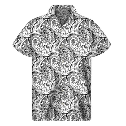 Zentangle Flower Pattern Print Mens Short Sleeve Shirt Hawaiian