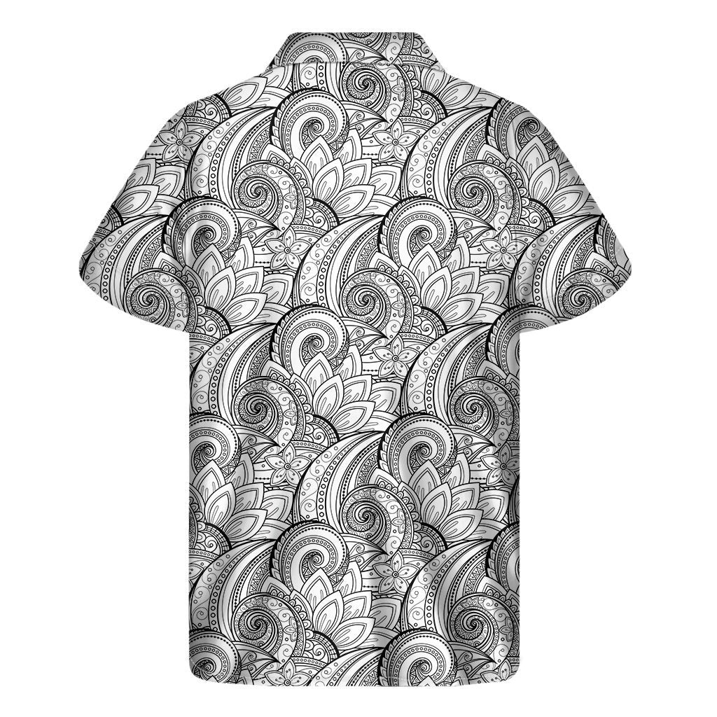 Zentangle Flower Pattern Print Mens Short Sleeve Shirt Hawaiian