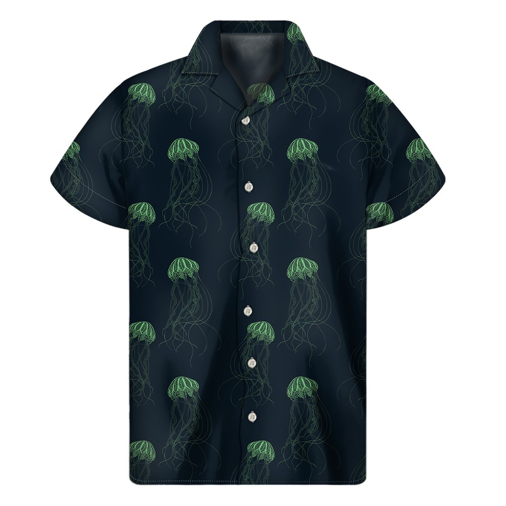 Zentangle Jellyfish Pattern Print Mens Short Sleeve Shirt Hawaiian