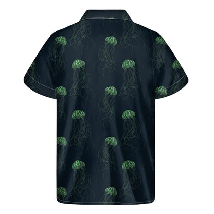 Zentangle Jellyfish Pattern Print Mens Short Sleeve Shirt Hawaiian