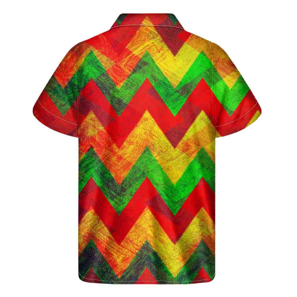 Zig Zag Reggae Pattern Print Mens Short Sleeve Shirt Hawaiian